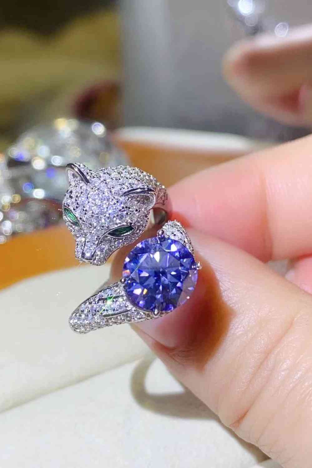 2 Carat Moissanite Adjustable Animal Bypass Ring