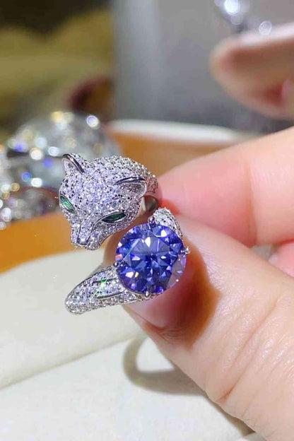 Anillo de derivación animal ajustable de moissanita de 2 quilates