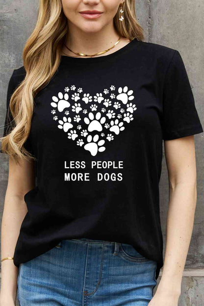 Simply Love Simply Love Taille réelle LESS PEOPLE MORE DOGS T-shirt en coton avec motif cœur