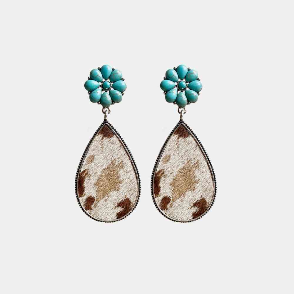 Boucles d'oreilles en forme de goutte de fleur turquoise