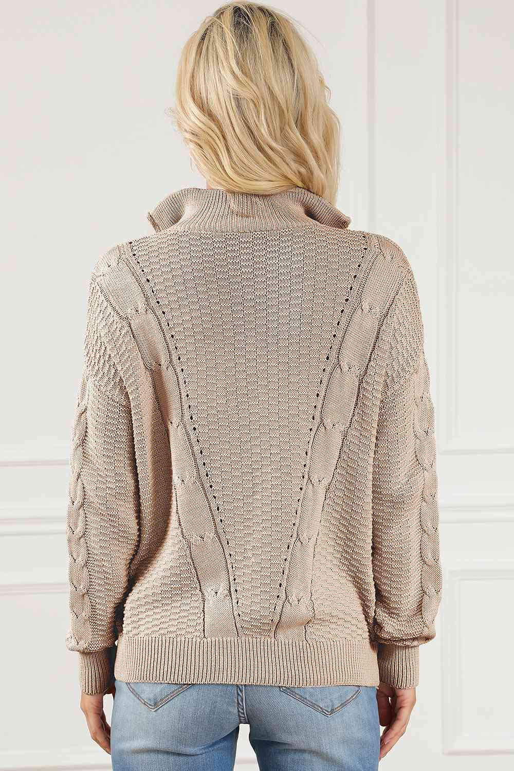 Pull à manches longues et demi-zip en tricot torsadé