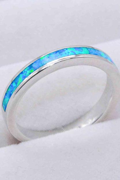 Bague opale en argent sterling 925 en bleu ciel