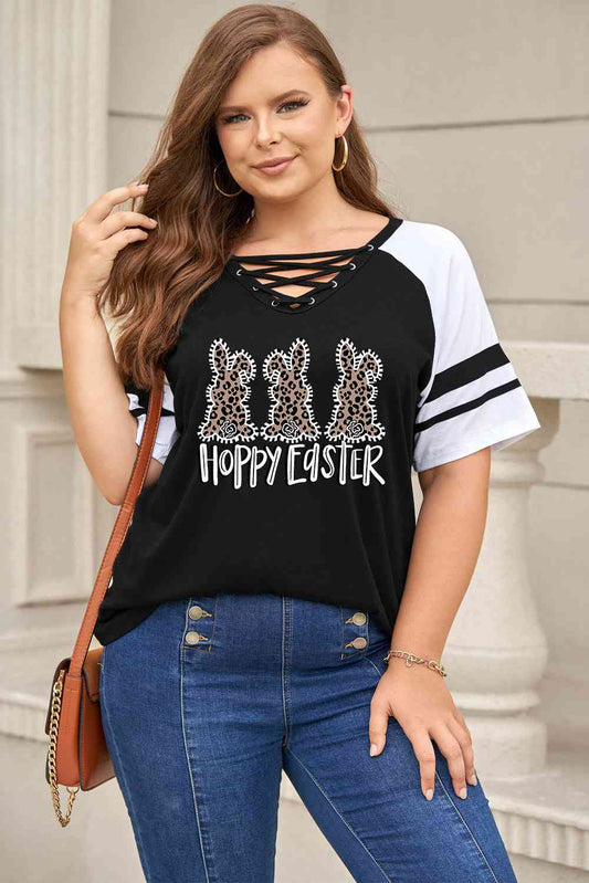 T-Shirt Croisé Rayé HOPPY EASTER Grande Taille