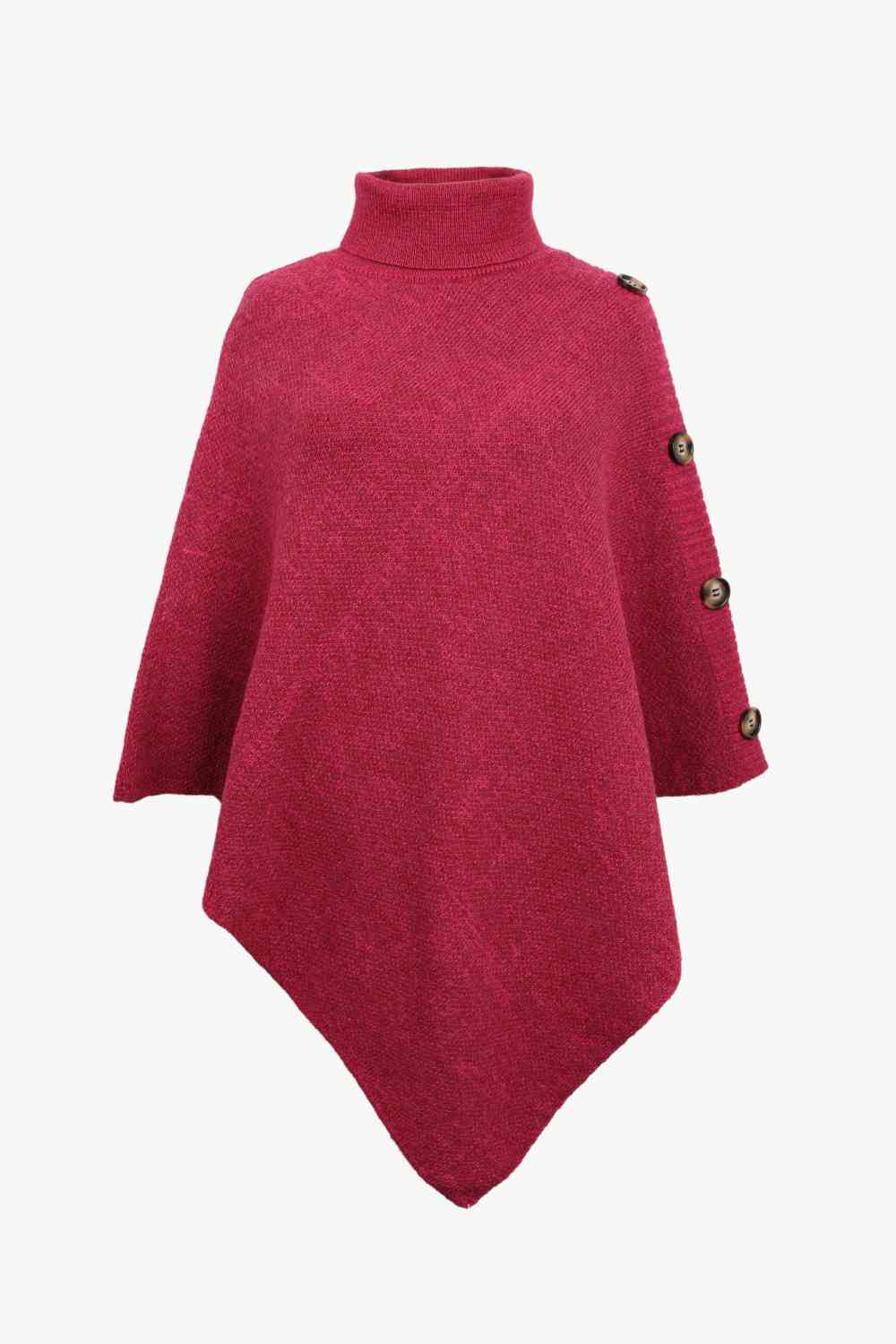 Turtleneck Buttoned Poncho