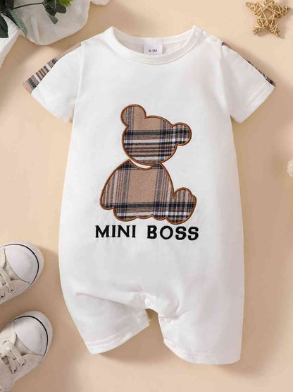 Combinaison à manches courtes avec motif ours MINI BOSS pour bébé