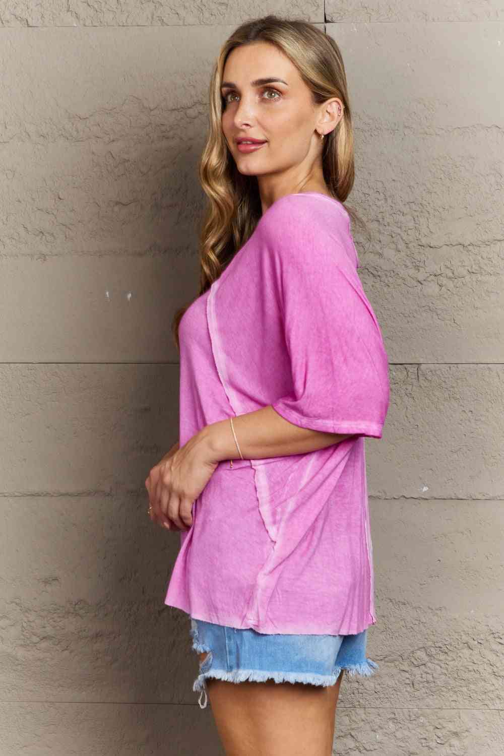 Zenana Laid Back Washed Boat Neck Top