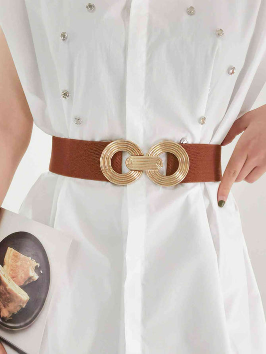 Ceinture large élastique à boucle géométrique