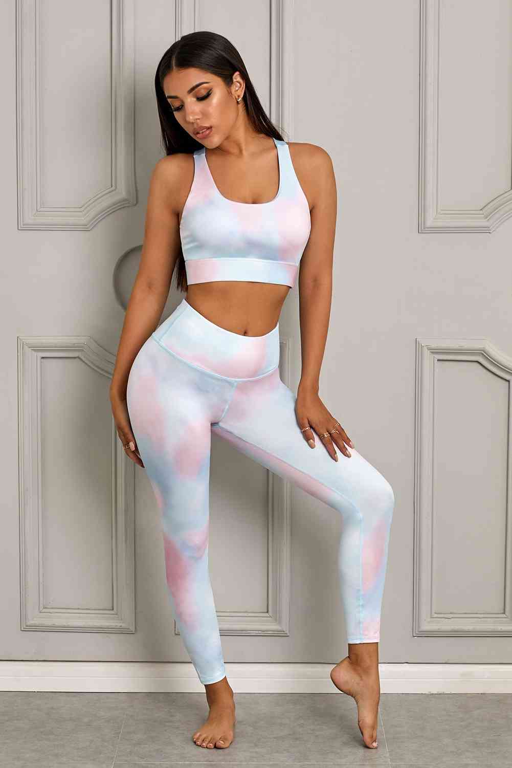 Conjunto de leggings y sujetador deportivo estampado