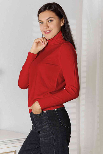 Full Size Turtleneck Long Sleeve Knit Top