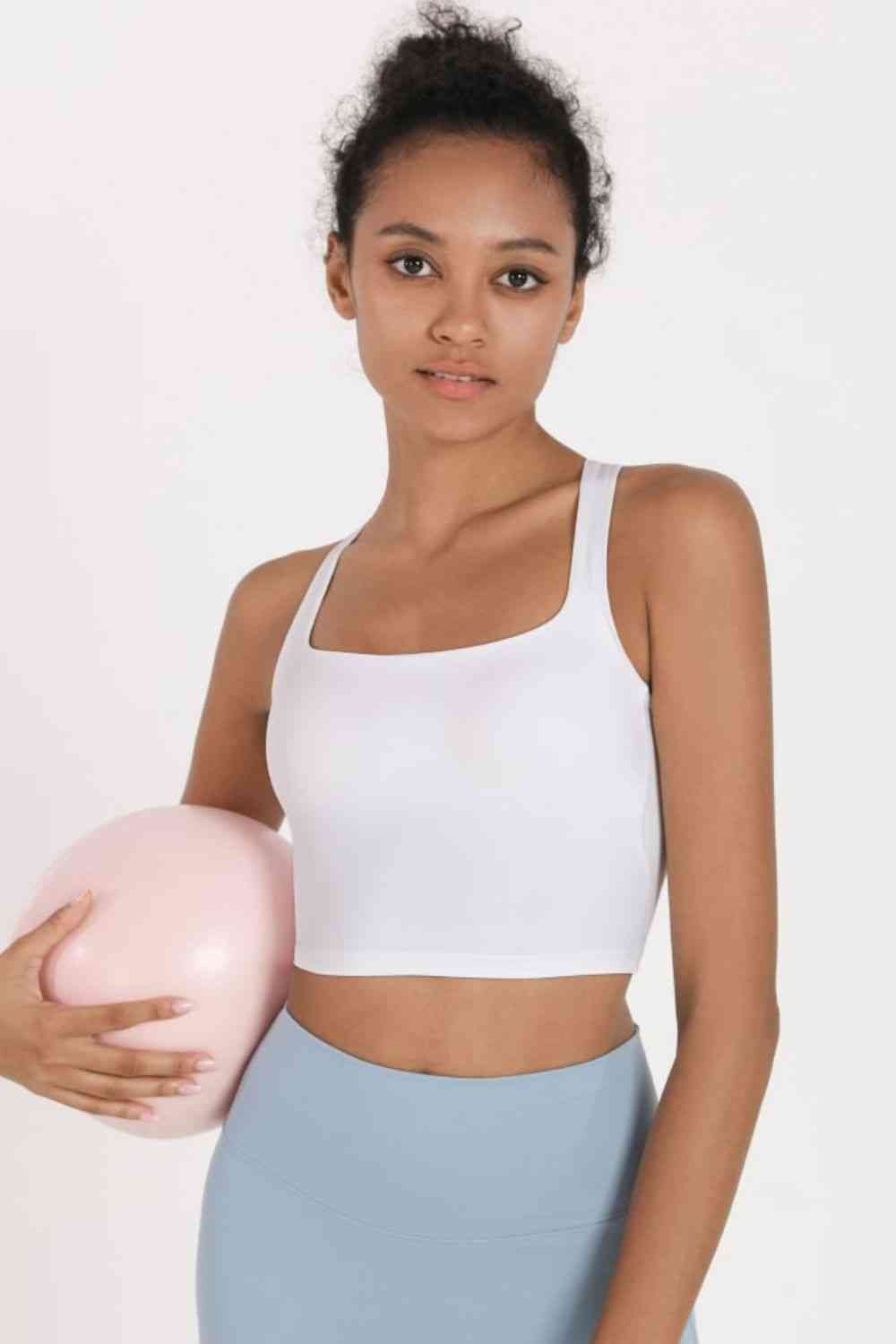 Camisole de sport courte croisée à dos ouvert