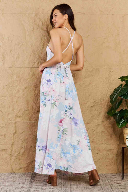 Robe longue sans manches à imprimé floral coloré OneTheLand