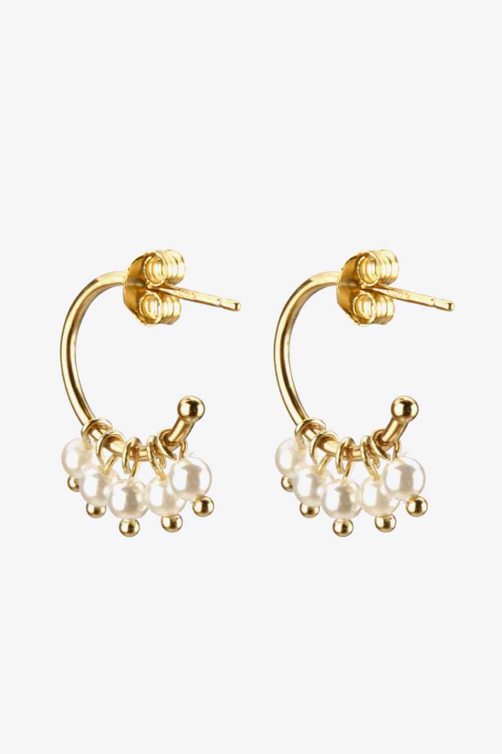 Pearl 925 Sterling Silver C-Hoop Earrings