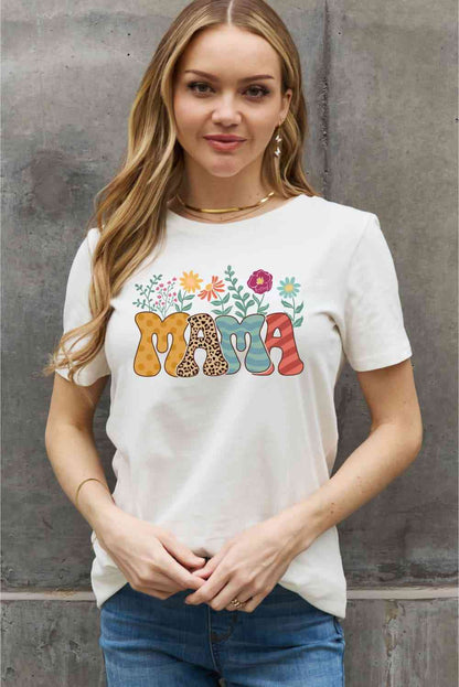 Camiseta de algodón con estampado MAMA de tamaño completo de Simply Love