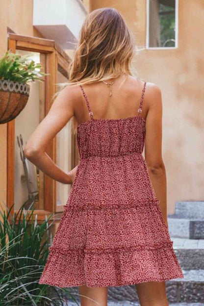 Vestido con tirantes finos y estampado floral de florecitas