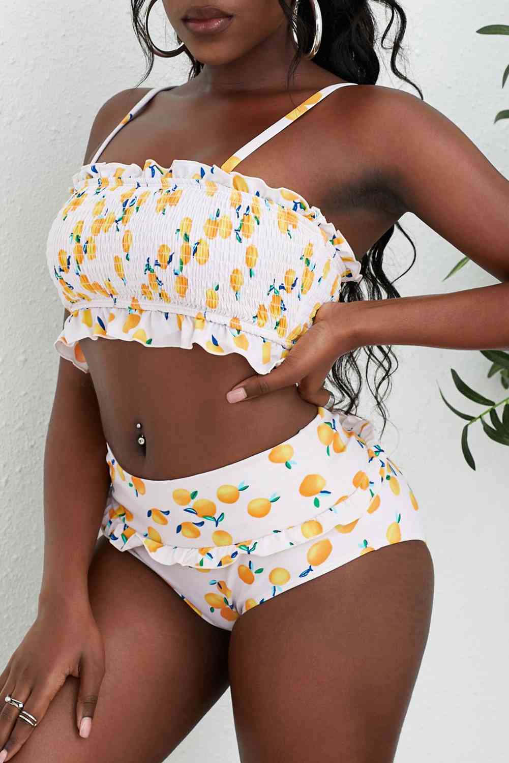 Ensemble de bikini à volants imprimé fruits