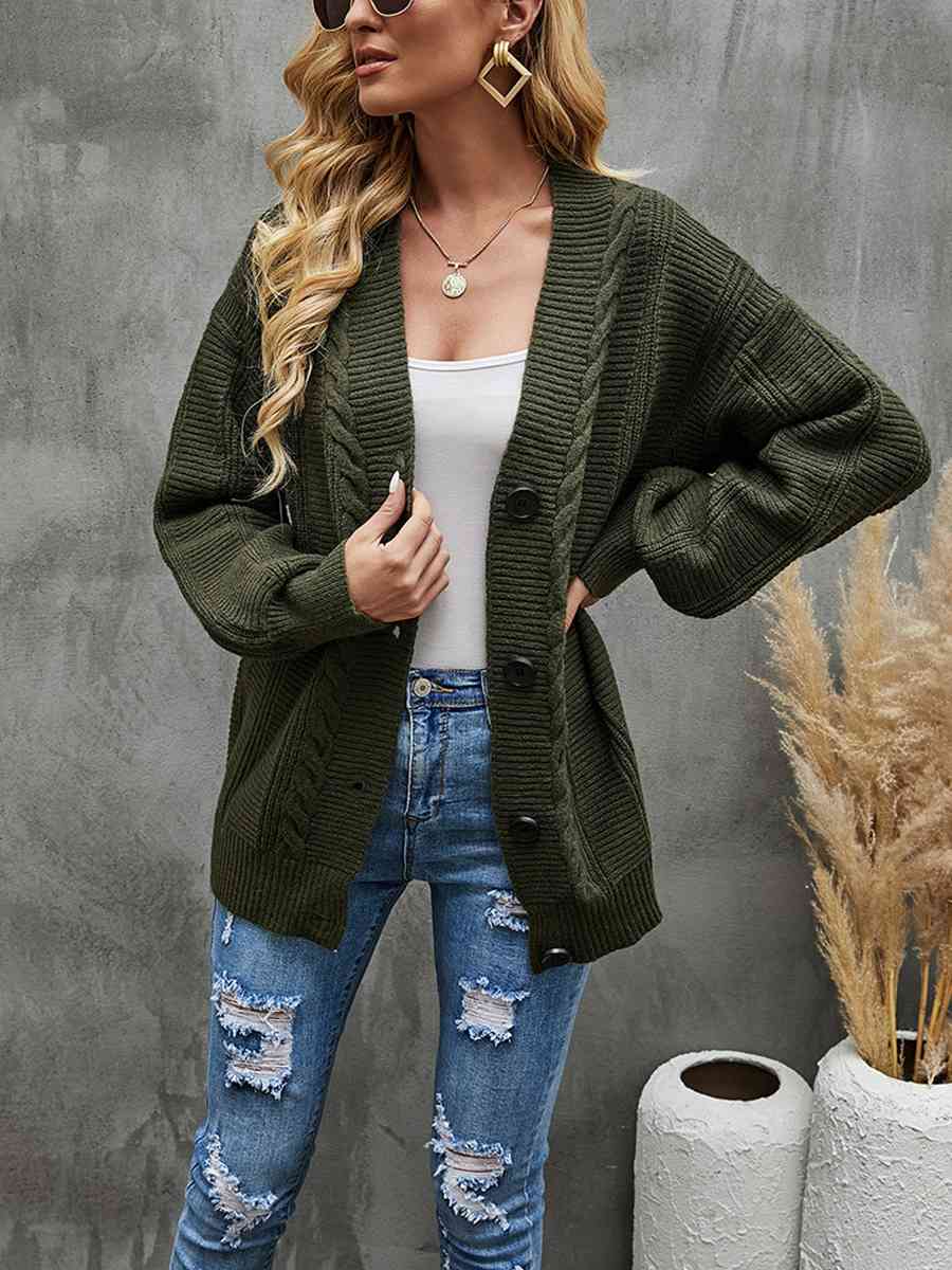 Cardigan à épaules tombantes en tricot torsadé