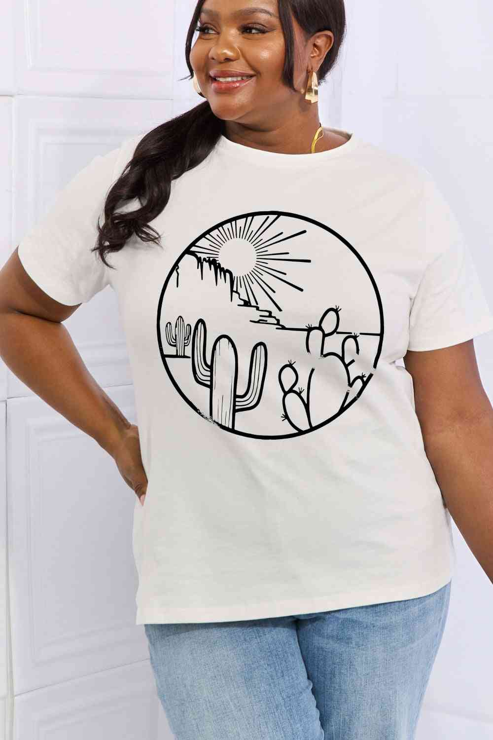 Camiseta de algodón con estampado del desierto de tamaño completo de Simply Love