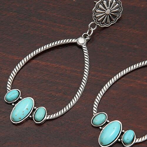 Boucles d'oreilles en forme de larme turquoise artificielle