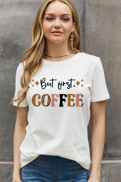 Simply Love Taille réelle MAIS PREMIER CAFÉ T-shirt en coton graphique