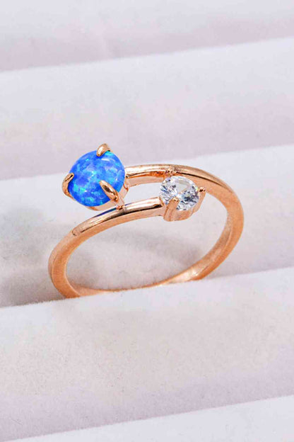 Bague Ouverte Opale et Zircon