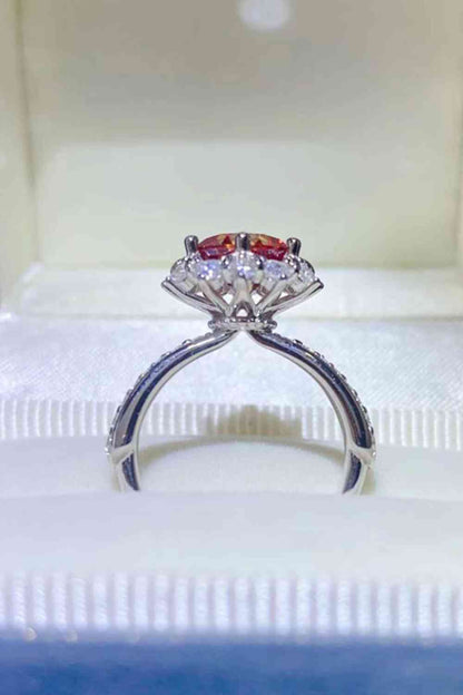 Bague halo en argent sterling 925 moissanite 2 carats