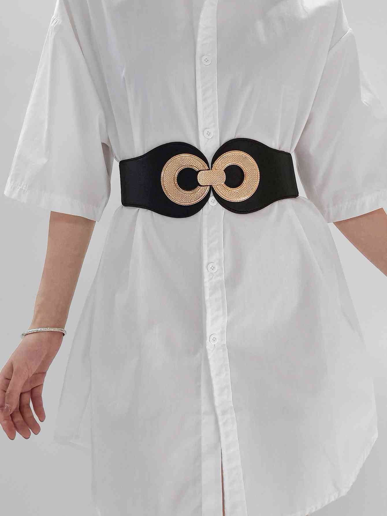 Ceinture élastique en PU avec boucle en alliage