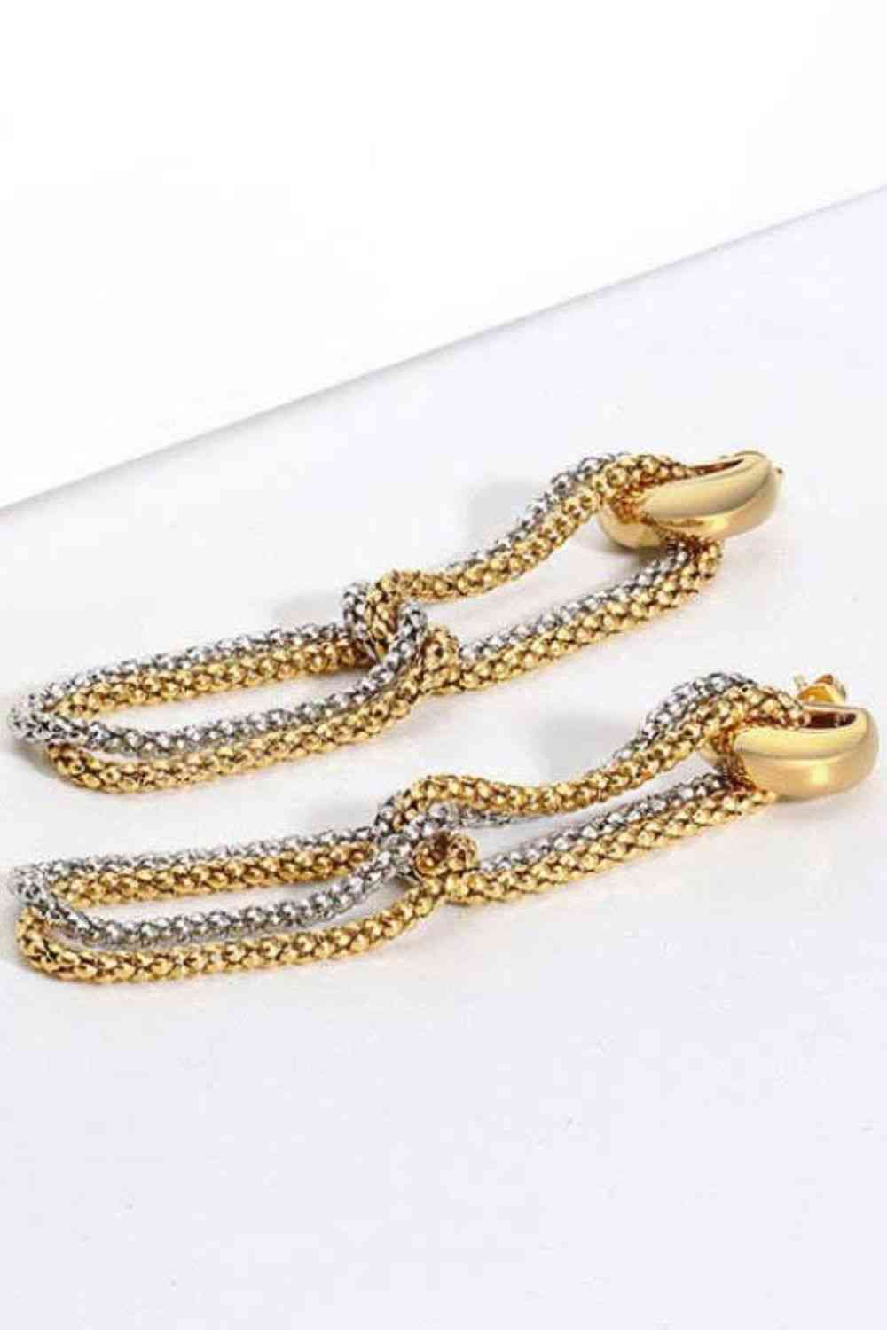 Gold-Plated D-Shaped Drop Earrings