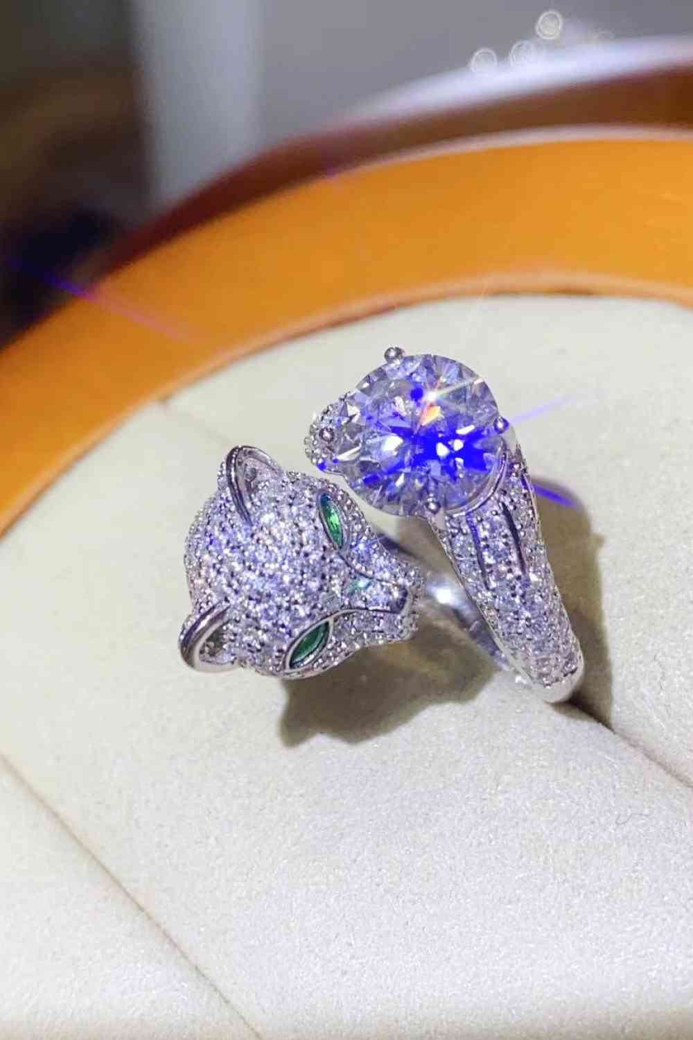 Bague animal réglable en moissanite de 2 carats