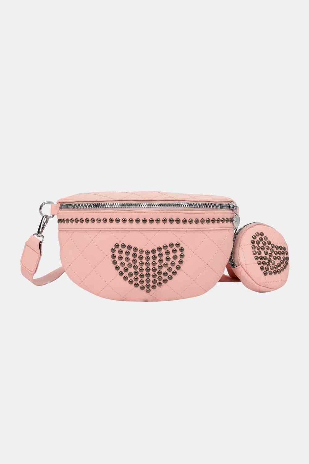 Sac à bandoulière en cuir PU clouté avec petit sac à main