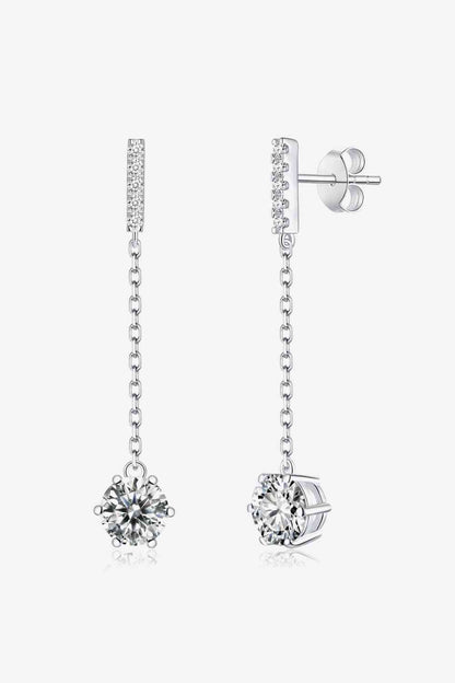 Boucles d'oreilles pendantes rondes en moissanite à 6 griffes