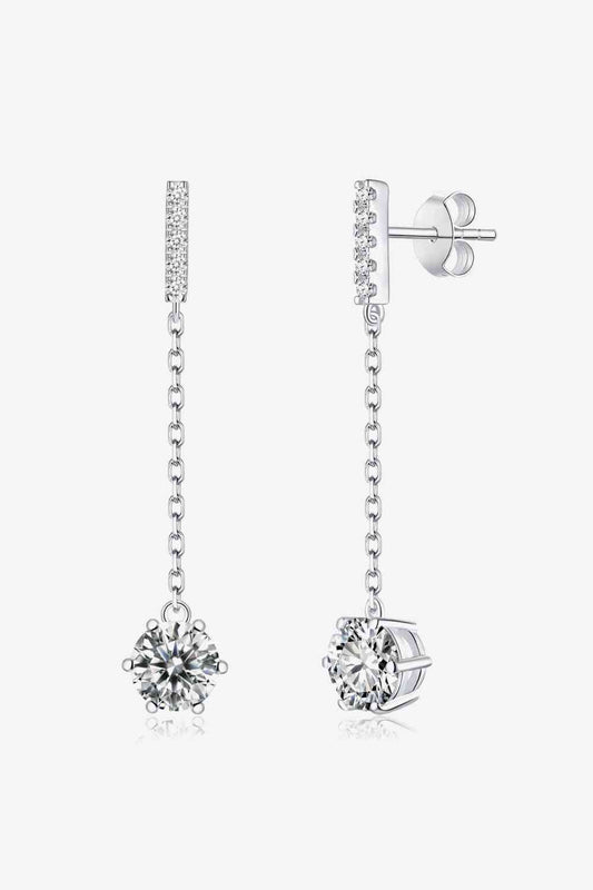 Boucles d'oreilles pendantes rondes en moissanite à 6 griffes