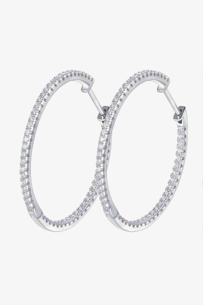 Adored Inlaid Moissanite 925 Sterling Silver Hoop Earrings