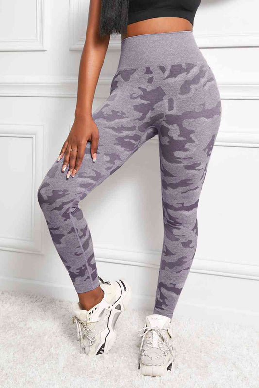 Leggings de yoga taille haute sans couture à imprimé camouflage