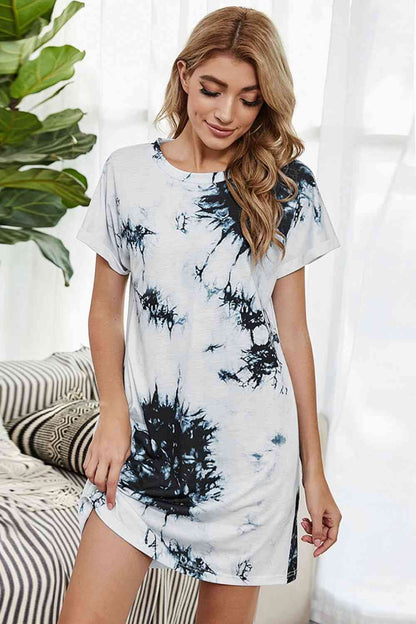 Robe t-shirt tie-dye à col rond avec poches