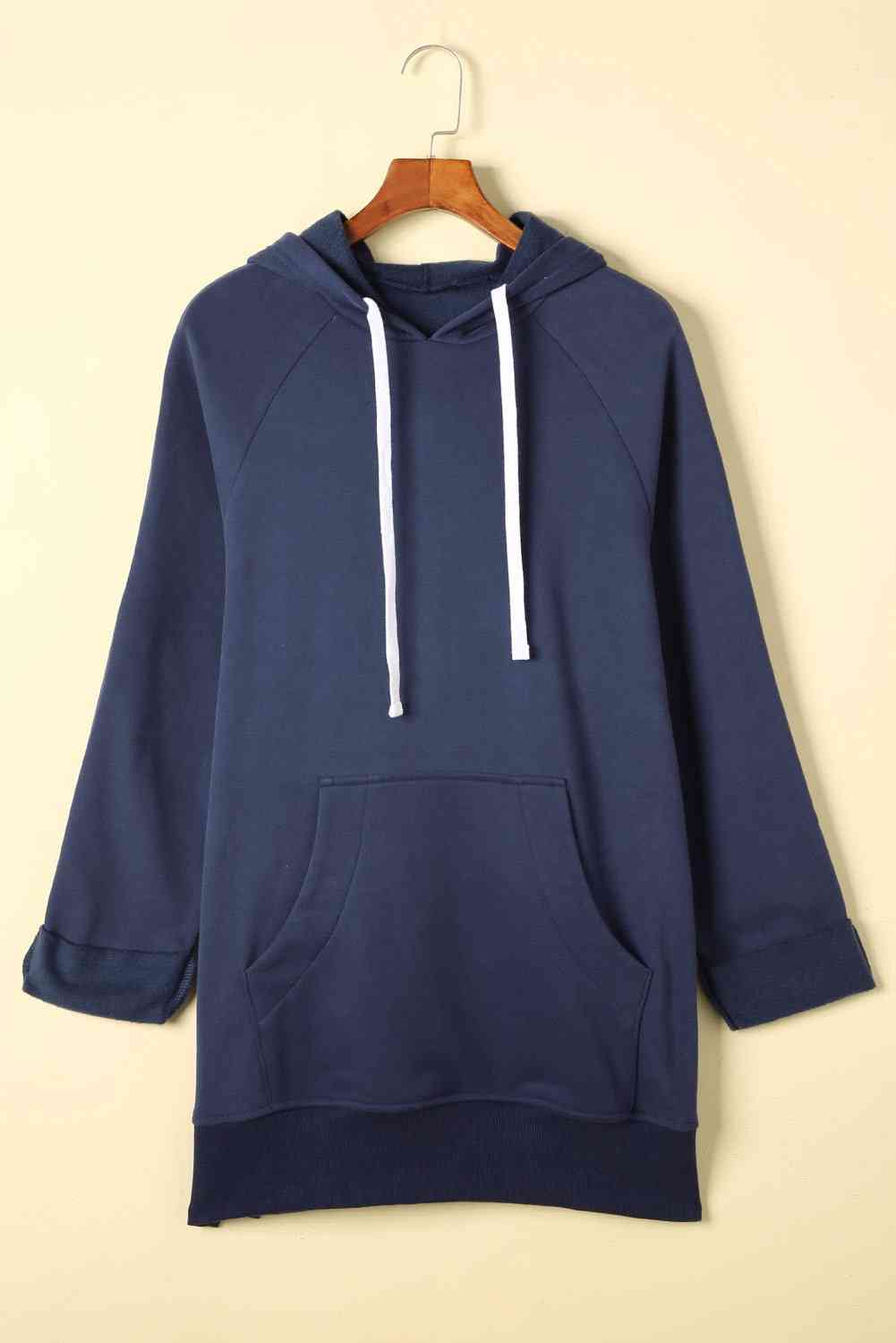 Side Slit Raglan Sleeve Hoodie