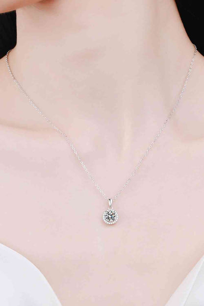 Adored Chance to Charm 1 Carat Moissanite Round Pendant Chain Necklace