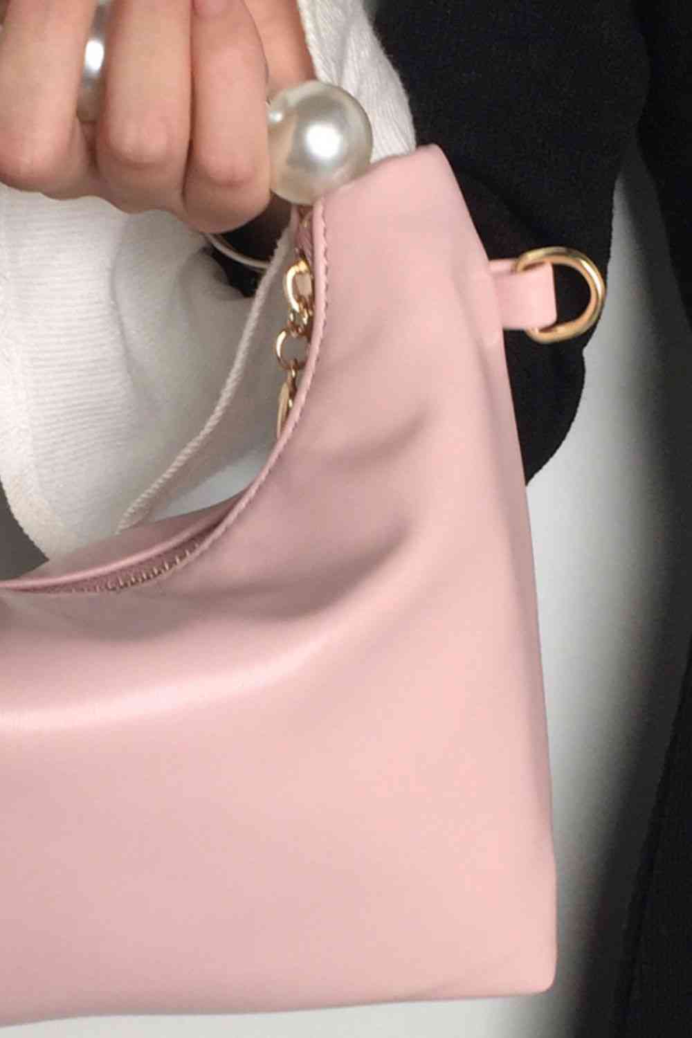 Adorado bolso de cuero de PU con perlas