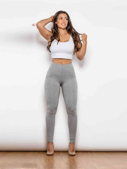 Legging taille haute avec fermeture éclair pleine taille