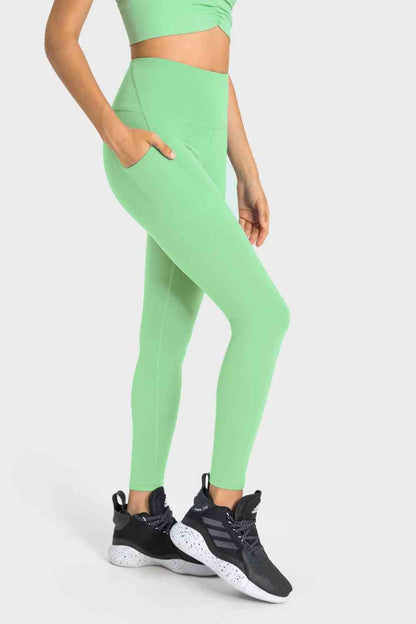 Leggings de yoga con bolsillo y cintura ancha de talle alto