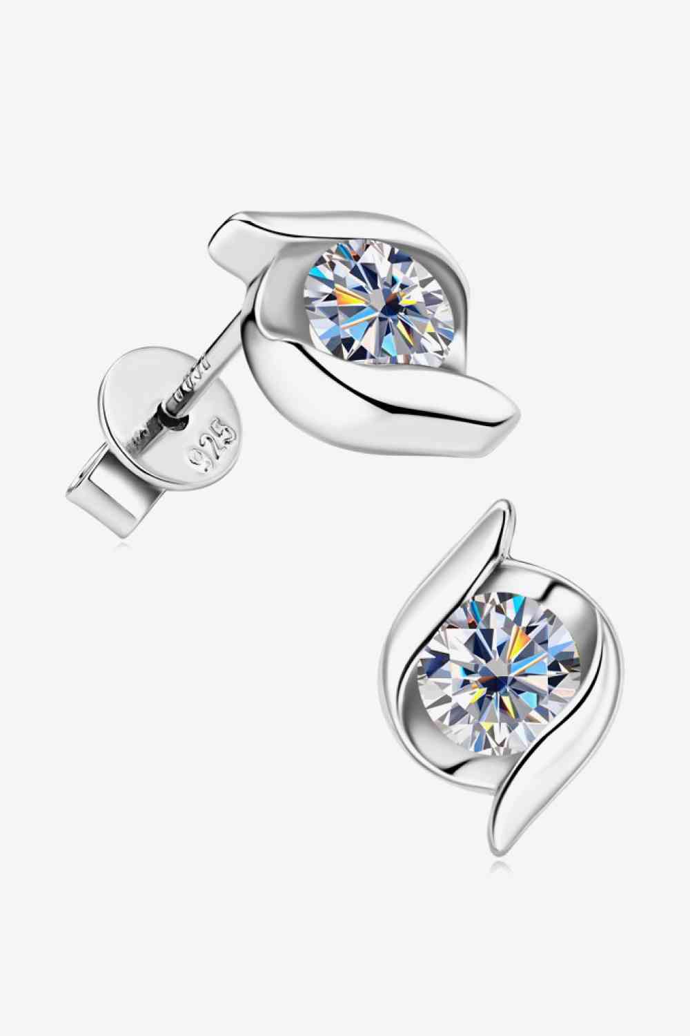 Boucles d'oreilles à tige en argent sterling 925 moissanite 1 carat