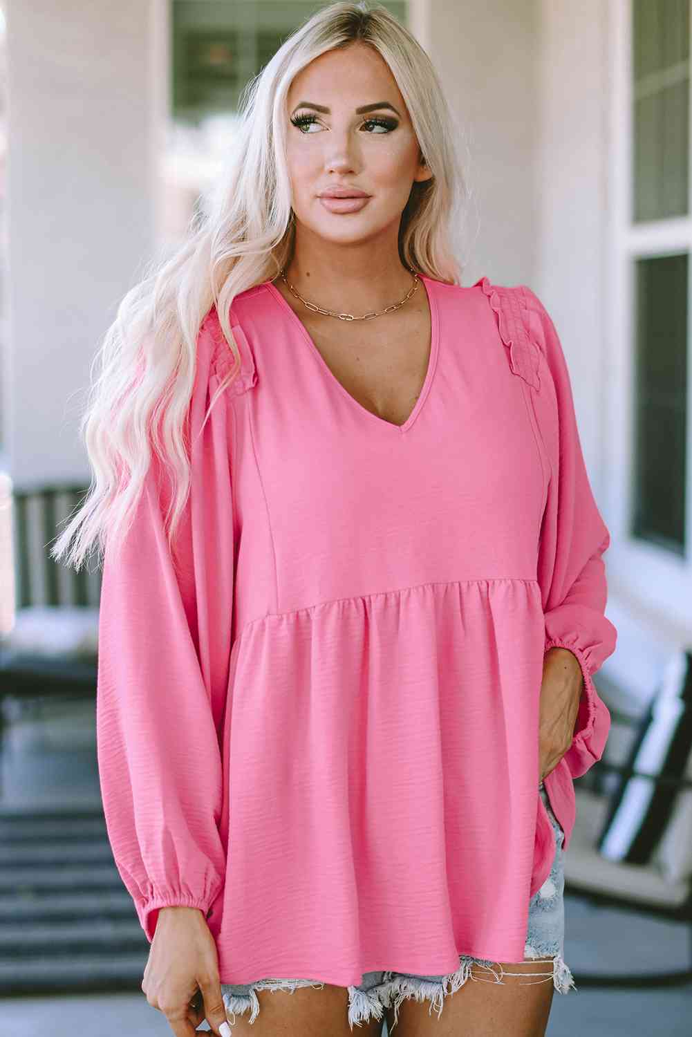 V-Neck Babydoll Top