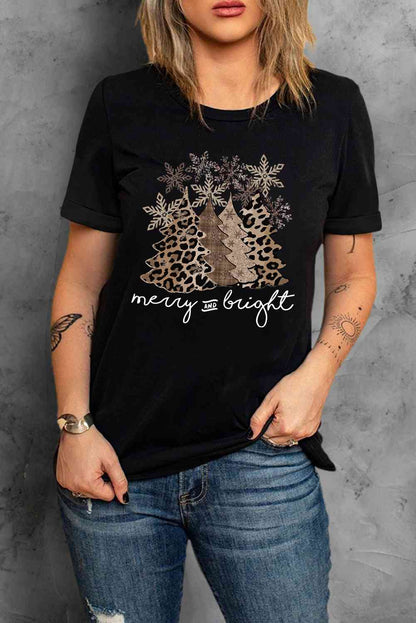 T-shirt à manches courtes avec motif d'arbre de Noël