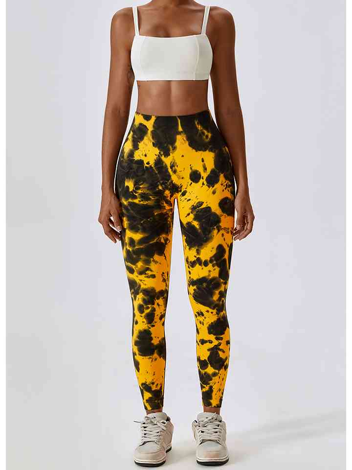 Leggings actifs à large ceinture tie-dye