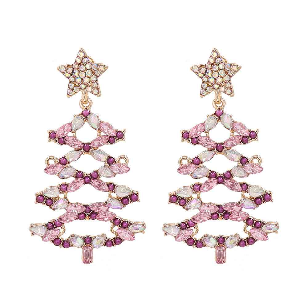 Boucles d'oreilles en alliage de strass pour arbre de Noël