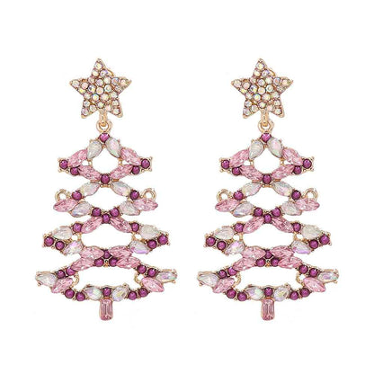 Boucles d'oreilles en alliage de strass pour arbre de Noël