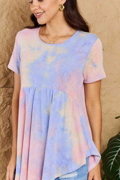 Heimish In The Mix Full Size Tie Dye Print Babydoll Top