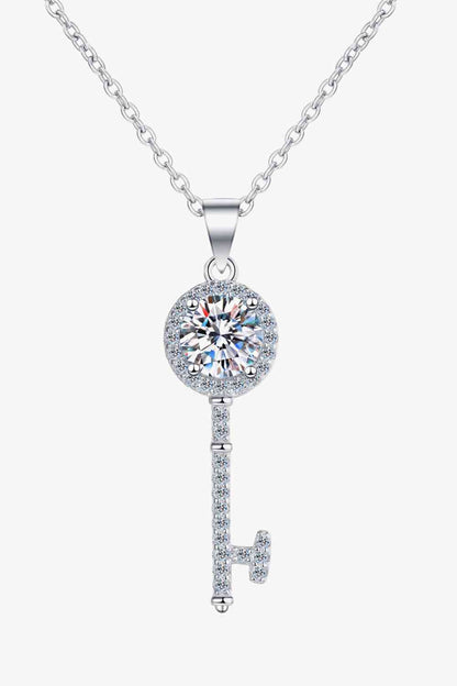 Collier pendentif clé Moissanite adoré