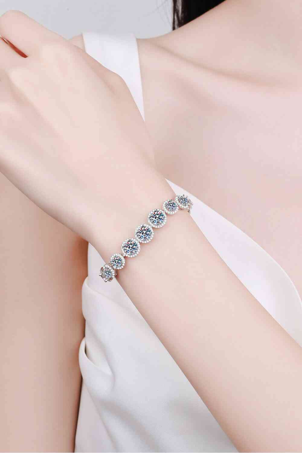 Pulsera de moissanita de plata de ley 925 de 10,4 quilates