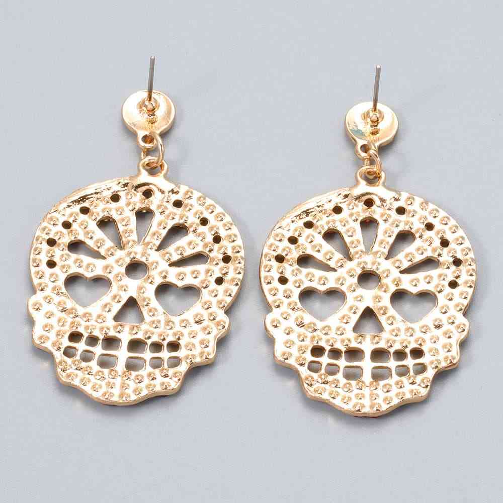 Pendientes de aleación de diamantes de imitación con calavera