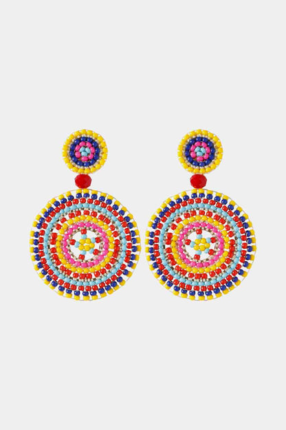 Pendientes colgantes de forma redonda estilo boho con cuentas